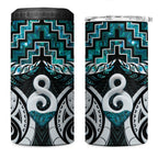 New Zealand Maori 4 in 1 Can Cooler Tumbler Poutama Pikorua - Single Twist Paua Shell