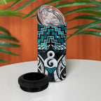 New Zealand Maori 4 in 1 Can Cooler Tumbler Poutama Pikorua - Single Twist Paua Shell