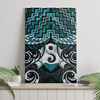 New Zealand Maori Canvas Wall Art Poutama Pikorua - Single Twist Paua Shell