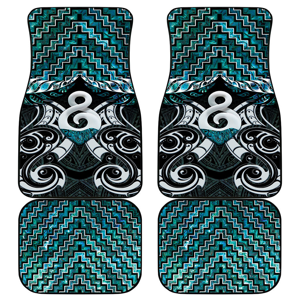 New Zealand Maori Car Mats Poutama Pikorua - Single Twist Paua Shell