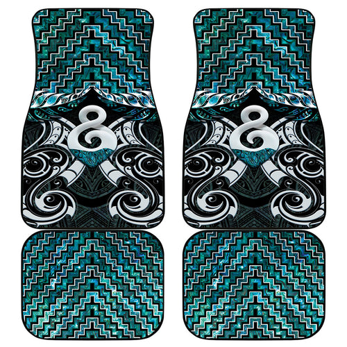New Zealand Maori Car Mats Poutama Pikorua - Single Twist Paua Shell