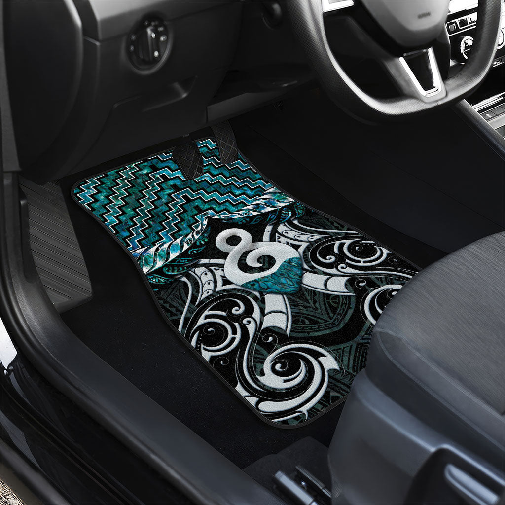 New Zealand Maori Car Mats Poutama Pikorua - Single Twist Paua Shell