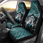 New Zealand Maori Car Seat Cover Poutama Pikorua - Single Twist Paua Shell