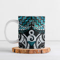 New Zealand Maori Ceramic Mug Poutama Pikorua - Single Twist Paua Shell