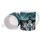 New Zealand Maori Ceramic Mug Poutama Pikorua - Single Twist Paua Shell
