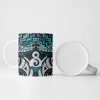 New Zealand Maori Ceramic Mug Poutama Pikorua - Single Twist Paua Shell