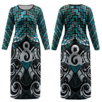 New Zealand Maori Couples Matching Long Sleeve Bodycon Dress and Hawaiian Shirt Poutama Pikorua - Single Twist Paua Shell