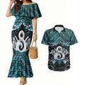 New Zealand Maori Couples Matching Mermaid Dress and Hawaiian Shirt Poutama Pikorua - Single Twist Paua Shell