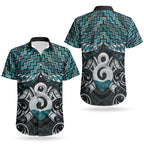New Zealand Maori Couples Matching Off Shoulder Maxi Dress and Hawaiian Shirt Poutama Pikorua - Single Twist Paua Shell