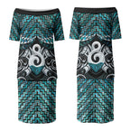 New Zealand Maori Couples Matching Puletasi and Hawaiian Shirt Poutama Pikorua - Single Twist Paua Shell