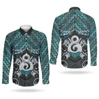 New Zealand Maori Couples Matching Puletasi and Long Sleeve Button Shirt Poutama Pikorua - Single Twist Paua Shell
