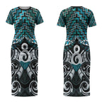 New Zealand Maori Couples Matching Short Sleeve Bodycon Dress and Hawaiian Shirt Poutama Pikorua - Single Twist Paua Shell