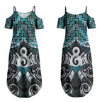 New Zealand Maori Couples Matching Summer Maxi Dress and Hawaiian Shirt Poutama Pikorua - Single Twist Paua Shell