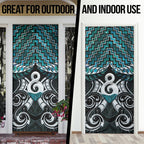 New Zealand Maori Door Cover Poutama Pikorua - Single Twist Paua Shell