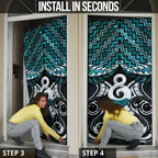 New Zealand Maori Door Cover Poutama Pikorua - Single Twist Paua Shell