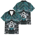New Zealand Maori Family Matching Off Shoulder Short Dress and Hawaiian Shirt Poutama Pikorua - Single Twist Paua Shell