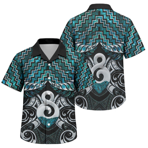 New Zealand Maori Family Matching Puletasi and Hawaiian Shirt Poutama Pikorua - Single Twist Paua Shell