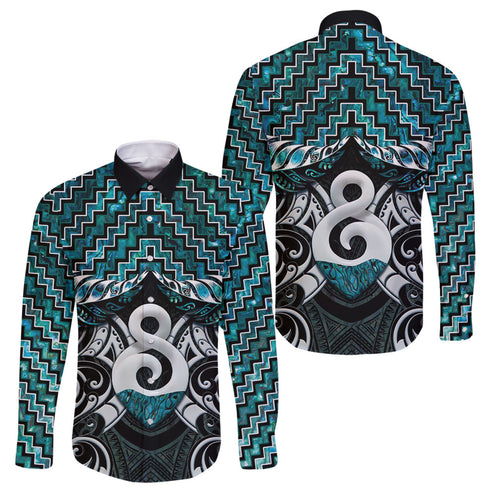 New Zealand Maori Family Matching Summer Maxi Dress and Hawaiian Shirt Poutama Pikorua - Single Twist Paua Shell