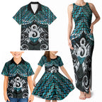 New Zealand Maori Family Matching Tank Maxi Dress and Hawaiian Shirt Poutama Pikorua - Single Twist Paua Shell