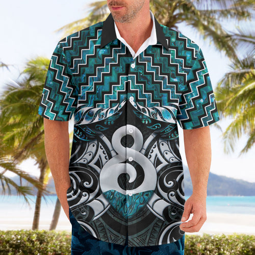 New Zealand Maori Hawaiian Shirt Poutama Pikorua - Single Twist Paua Shell