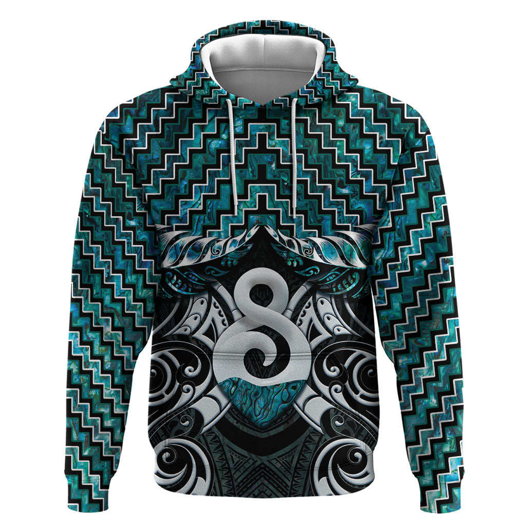 New Zealand Maori Hoodie Poutama Pikorua - Single Twist Paua Shell