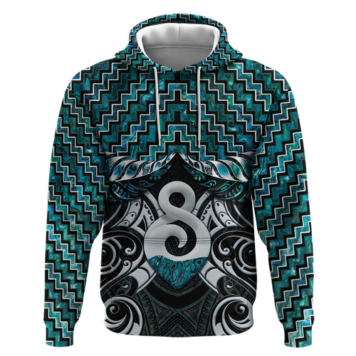 New Zealand Maori Hoodie Poutama Pikorua - Single Twist Paua Shell