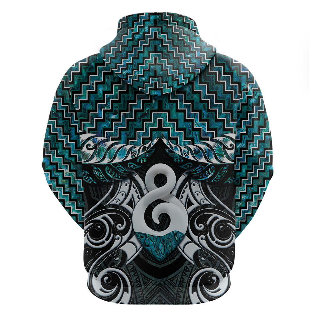 New Zealand Maori Hoodie Poutama Pikorua - Single Twist Paua Shell