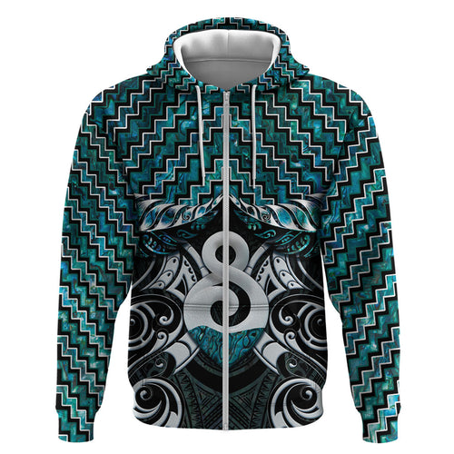 New Zealand Maori Hoodie Poutama Pikorua - Single Twist Paua Shell