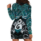 New Zealand Maori Hoodie Dress Poutama Pikorua - Single Twist Paua Shell