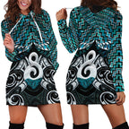 New Zealand Maori Hoodie Dress Poutama Pikorua - Single Twist Paua Shell