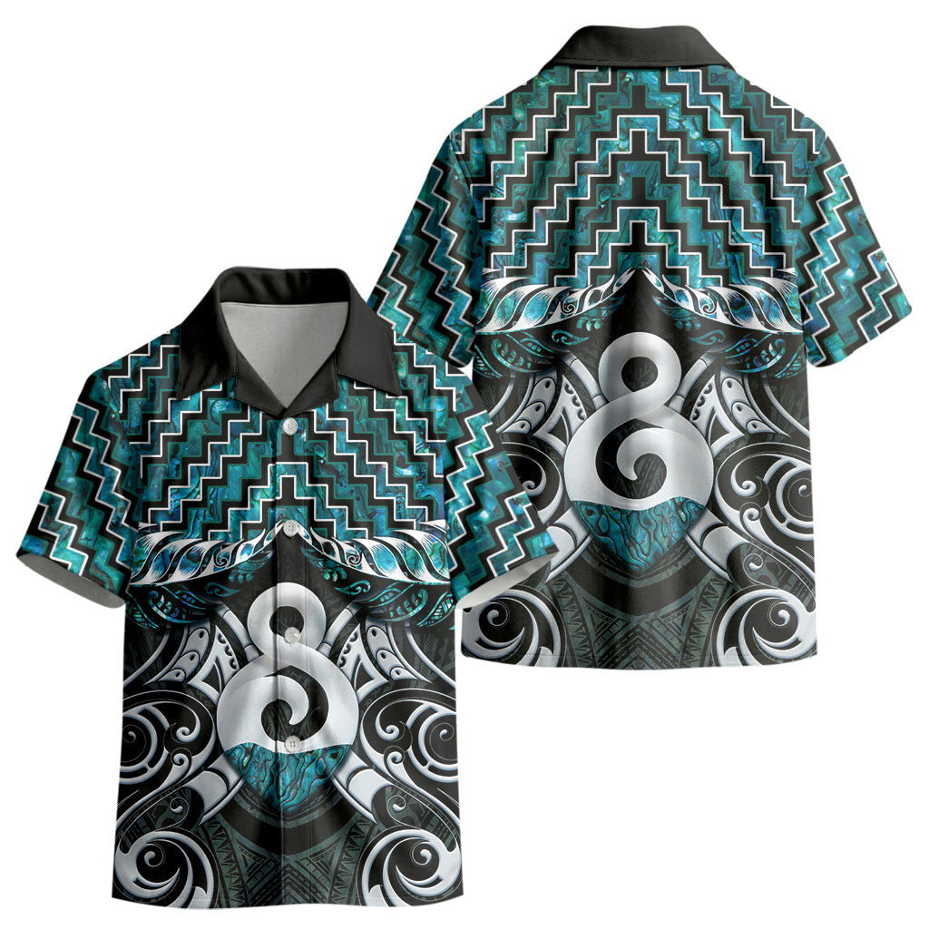 New Zealand Maori Kid Hawaiian Shirt Poutama Pikorua - Single Twist Paua Shell