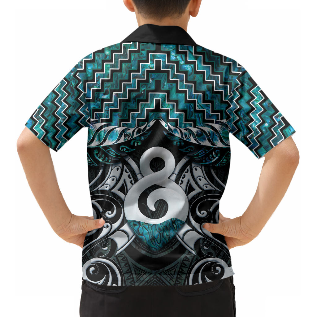 New Zealand Maori Kid Hawaiian Shirt Poutama Pikorua - Single Twist Paua Shell