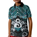 New Zealand Maori Kid Polo Shirt Poutama Pikorua - Single Twist Paua Shell
