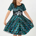 New Zealand Maori Kid Short Sleeve Dress Poutama Pikorua - Single Twist Paua Shell