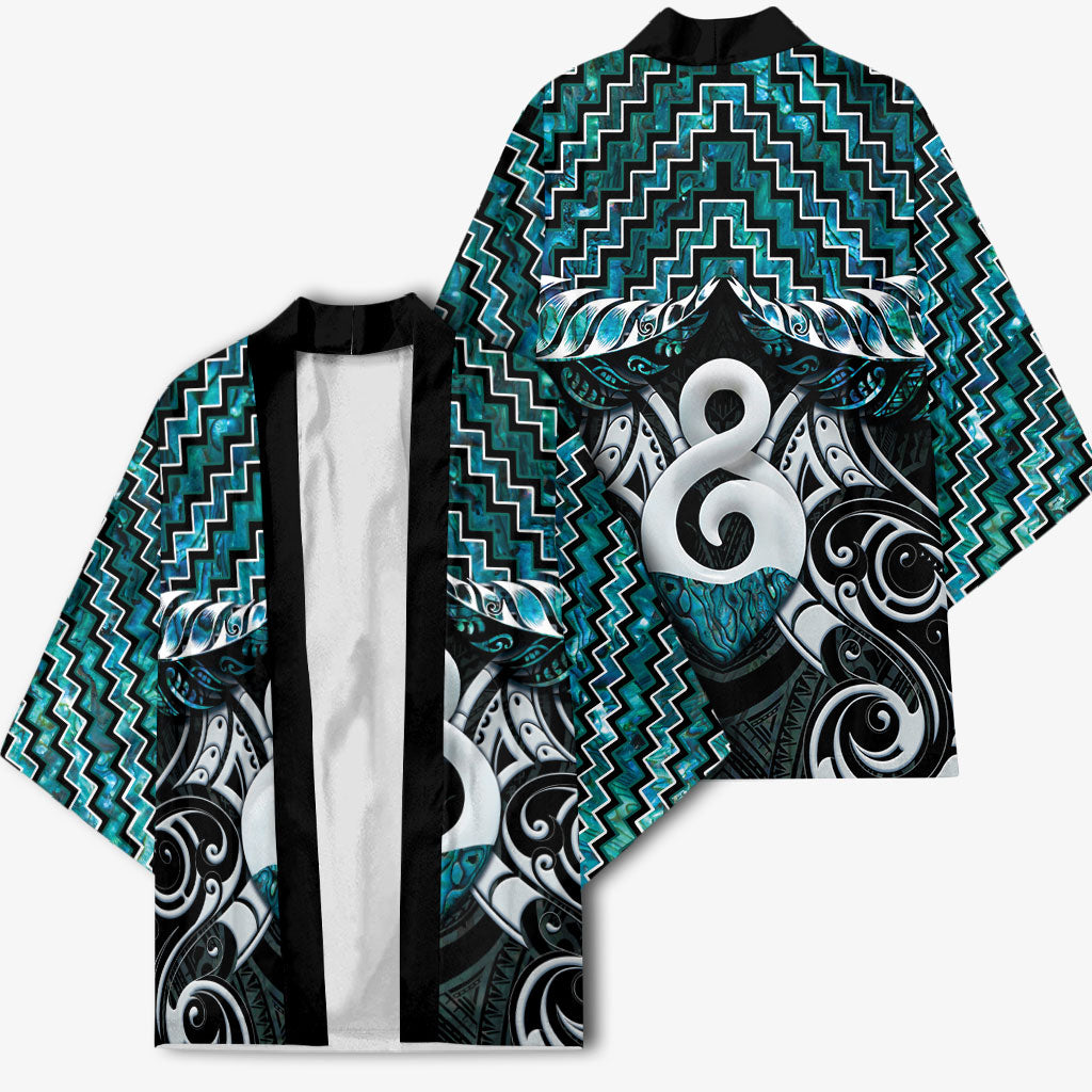 New Zealand Maori Kimono Poutama Pikorua - Single Twist Paua Shell