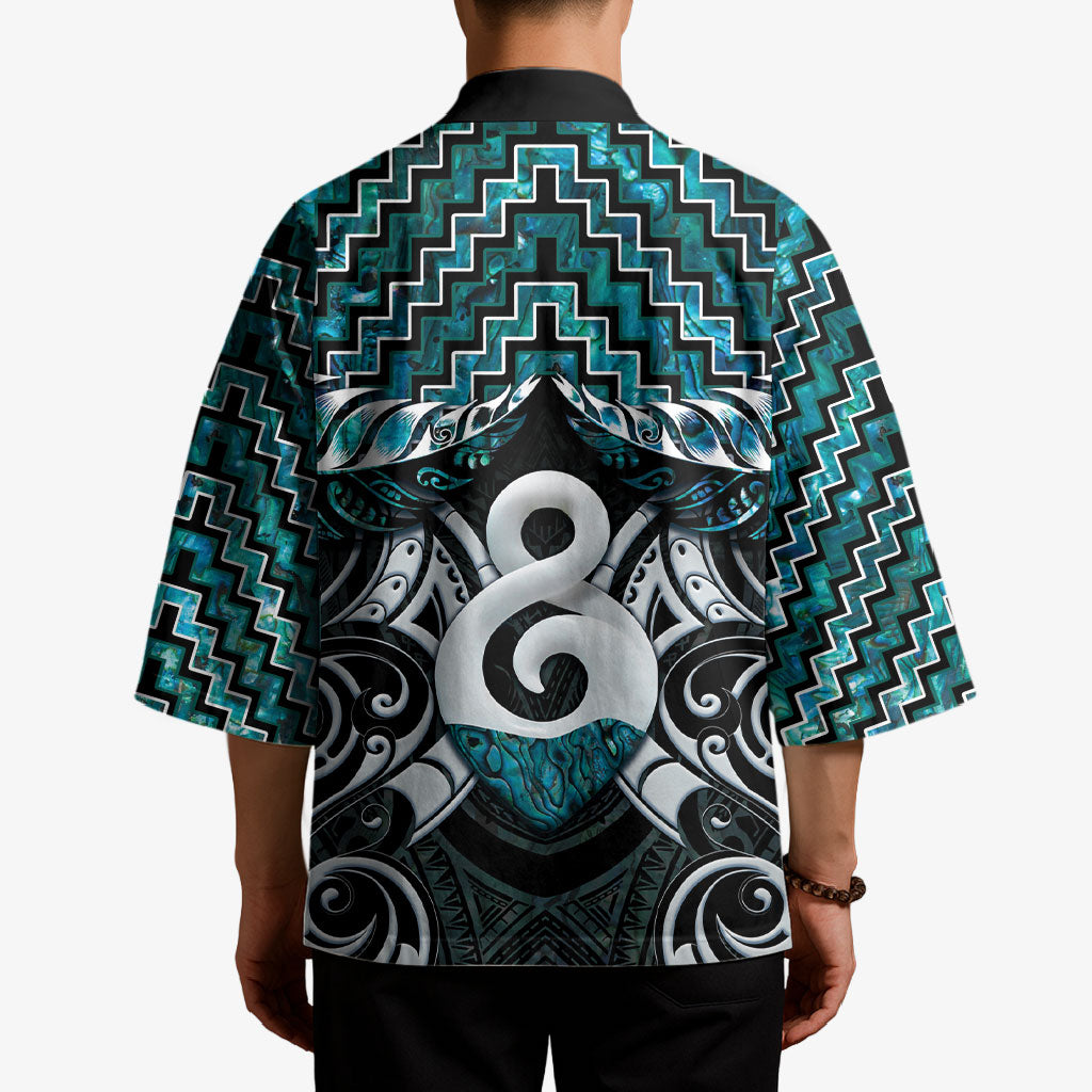 New Zealand Maori Kimono Poutama Pikorua - Single Twist Paua Shell