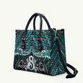 New Zealand Maori Leather Bag Poutama Pikorua - Single Twist Paua Shell