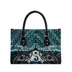 New Zealand Maori Leather Bag Poutama Pikorua - Single Twist Paua Shell