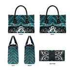 New Zealand Maori Leather Bag Poutama Pikorua - Single Twist Paua Shell