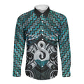 New Zealand Maori Long Sleeve Button Shirt Poutama Pikorua - Single Twist Paua Shell