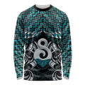 New Zealand Maori Long Sleeve Shirt Poutama Pikorua - Single Twist Paua Shell