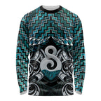 New Zealand Maori Long Sleeve Shirt Poutama Pikorua - Single Twist Paua Shell