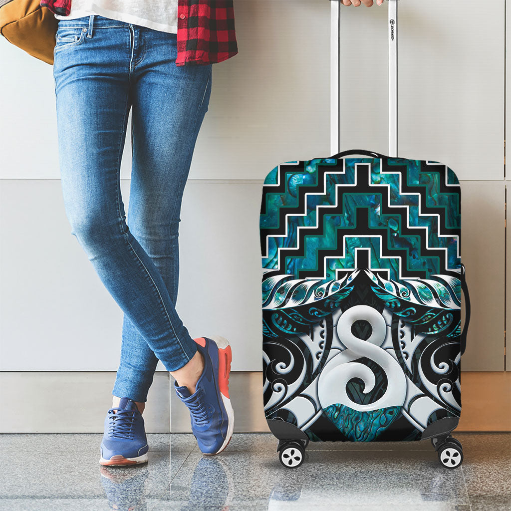 New Zealand Maori Luggage Cover Poutama Pikorua - Single Twist Paua Shell