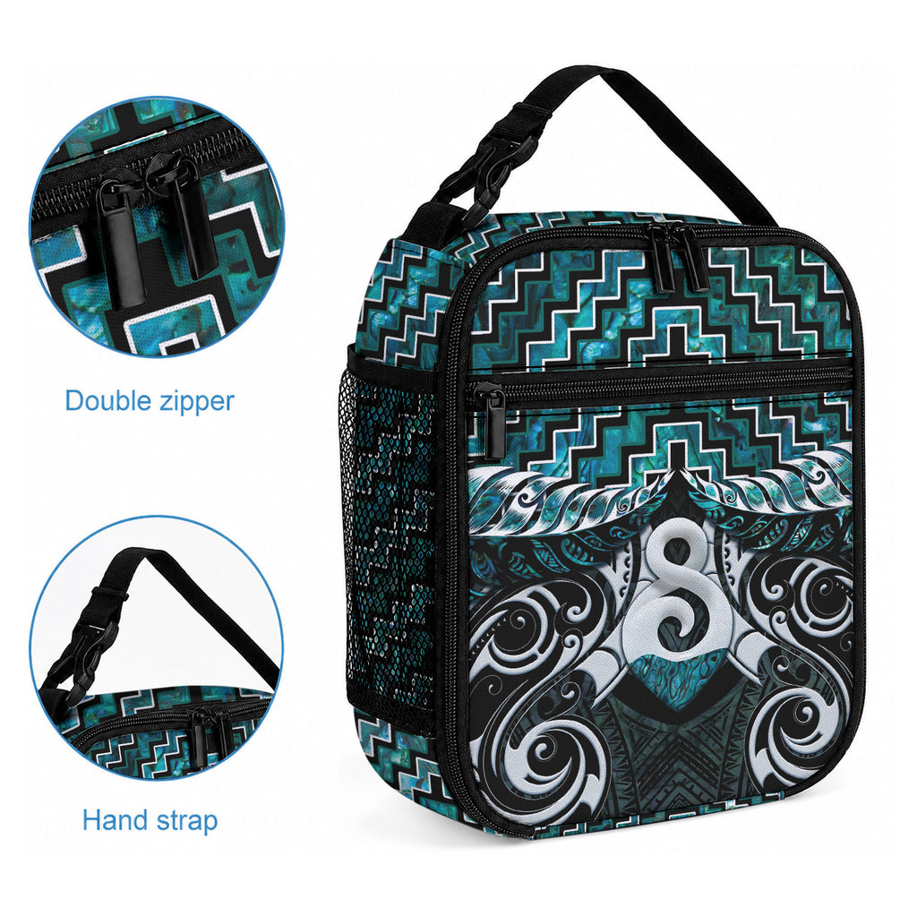 New Zealand Maori Lunch Bag Poutama Pikorua - Single Twist Paua Shell