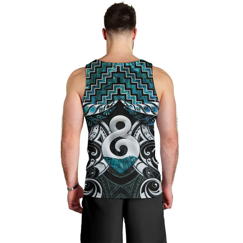 New Zealand Maori Men Tank Top Poutama Pikorua - Single Twist Paua Shell