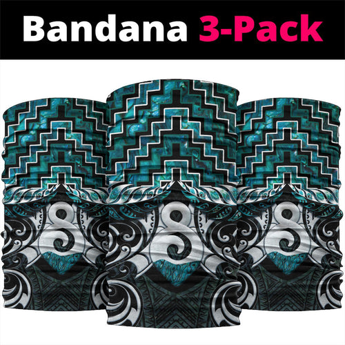 New Zealand Maori Neck Gaiter Poutama Pikorua - Single Twist Paua Shell