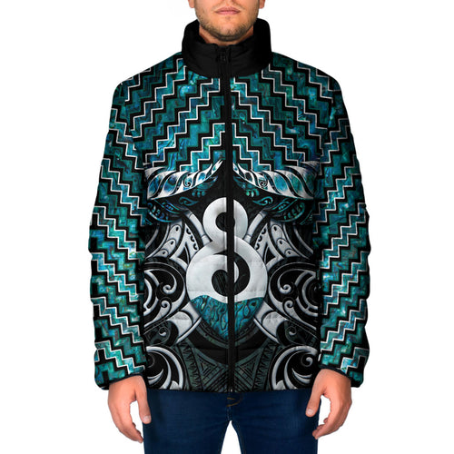 New Zealand Maori Padded Jacket Poutama Pikorua - Single Twist Paua Shell