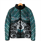 New Zealand Maori Padded Jacket Poutama Pikorua - Single Twist Paua Shell