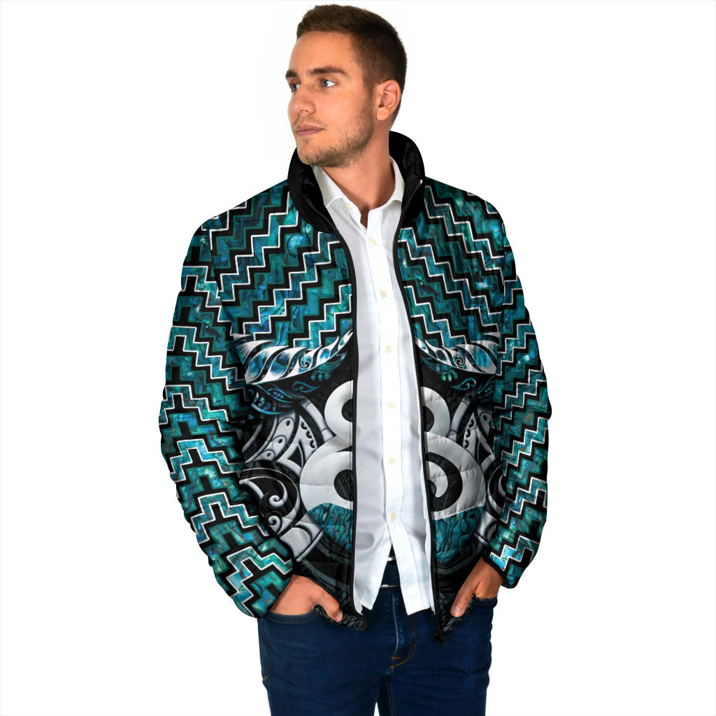 New Zealand Maori Padded Jacket Poutama Pikorua - Single Twist Paua Shell