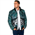 New Zealand Maori Padded Jacket Poutama Pikorua - Single Twist Paua Shell